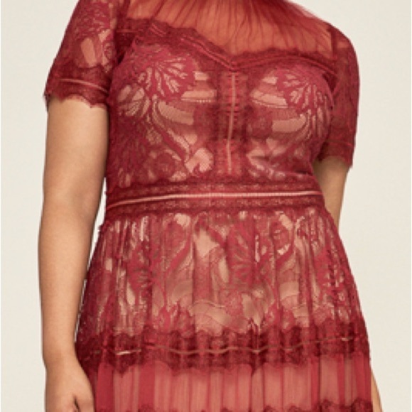 Tadashi Shoji Camilla Lace Maxi Gown Dress 20Q Rosewood Nude Plus Formal Holiday - Picture 13 of 16